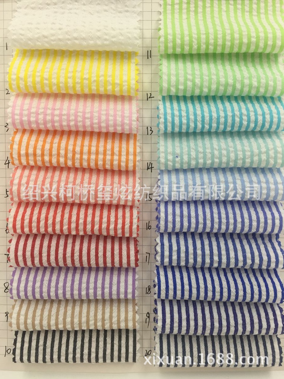 Picture of Bubble plaid fabric polyester yarn-dyed bubble Plaid sun protection clothing shirt fabric bubble stripe in stock supply