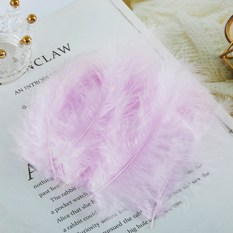 Picture of Feather decoration color turkey feather pointed tail velvet dream catcher net material wave ball gift box filler shooting props