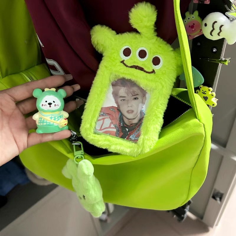 Korean Ins Three-Eyes Plush Card Set Cute Bus Meal Card Campus Card Paracolite Protective Case Pendant Small Card