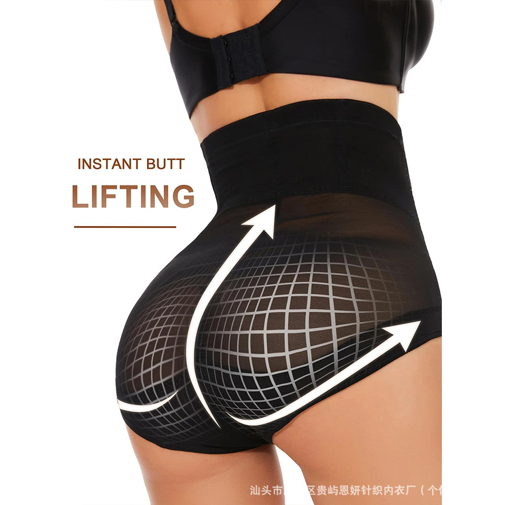 European and American Cross-Border Plus-Size Slimming Mesh Cross-Pressurized High-Waist Tummy Control Body Shaping Pants Waist-Cinching Hip-Lifting Pants