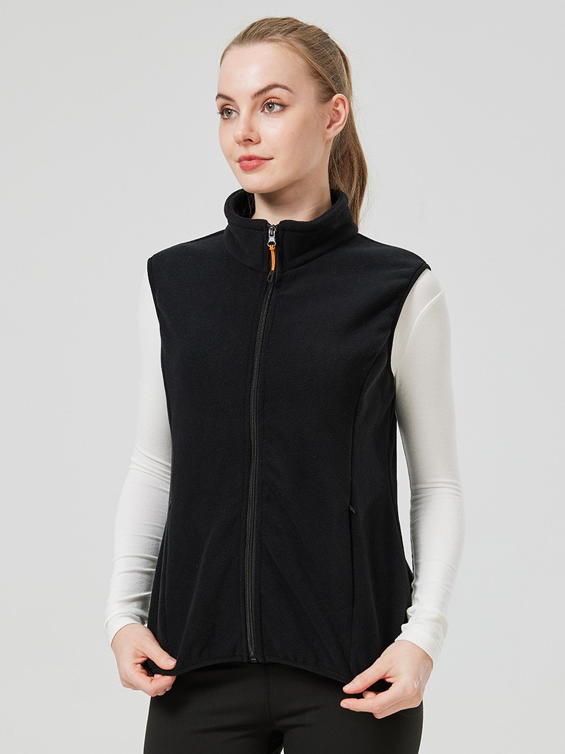 Outdoor Spring and Autumn Women's Vertical Collar Sports Leisure Fleece Vest Fashion New Polar Fleece Cardigan European Size Cross-border