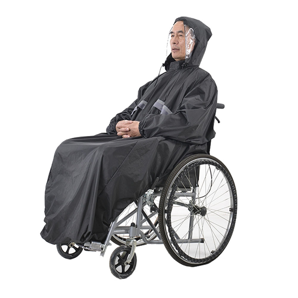 Spot reflective sleeved four-wheel scooter for the elderly disabled obese electric car wheelchair poncho raincoat