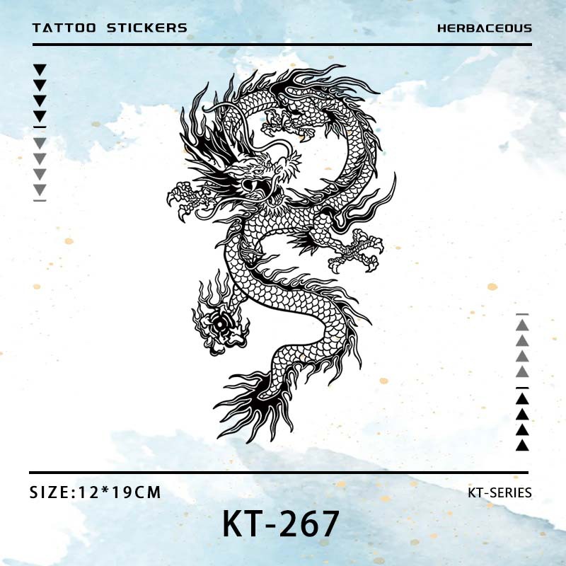 National Trendy Dragon Herbal Simulation Tattoo Sticker for Men and Women Not Reflective Semi-permanent Tattoo Waterproof Long-lasting Personality Trend