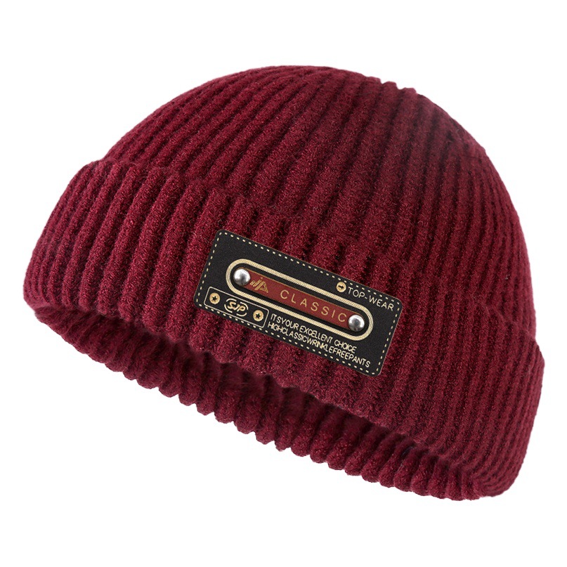 Autumn and Winter Pure Color Knitted Hat Men's Warm Woolen Hat Hip-Hop Pullover Hat Landlord Hat Ins Street Fashion Hat Melon Skin Hat