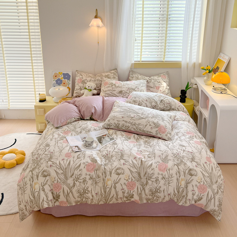 Picture of Nantong bed four-piece cotton sheet Nordic style 100 cotton four-piece set three-piece set Wholesale