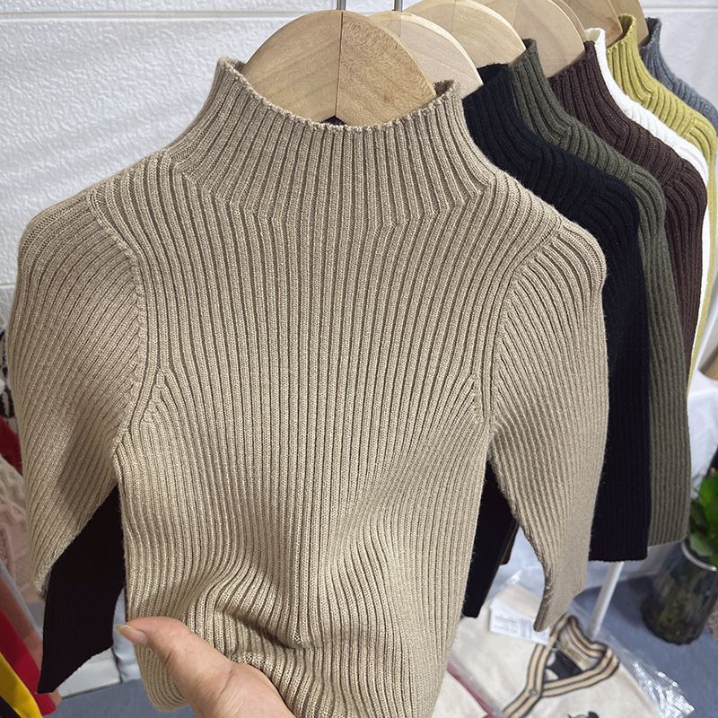 Picture of [in stock middle school boys and girls half high collar turtleneck sweater autumn and winter new children's inner base sweater Joker