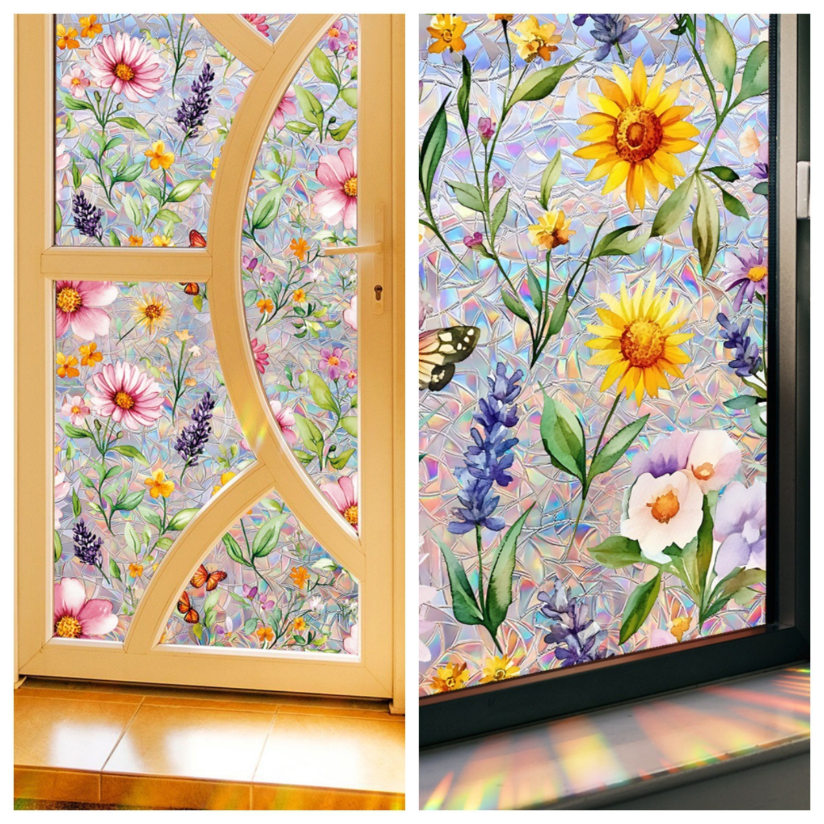Cross-border New Summer Daisy Flower Bedroom Anti-bird Impact Window Sunshine Catcher Electrostatic Color Film Glass Sticker