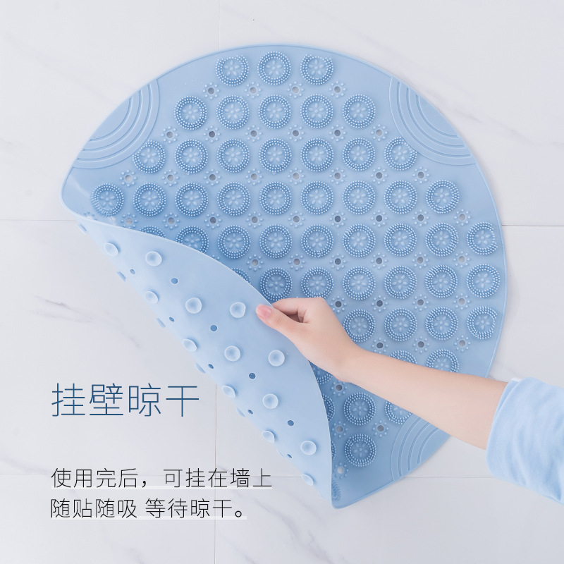 Picture of Combination of New Round Bathroom Tpr Anti-Slip Mat Series Household Shower Room Hydrophobic Quick-Drying Suction Cup Floor Mat Bathroom