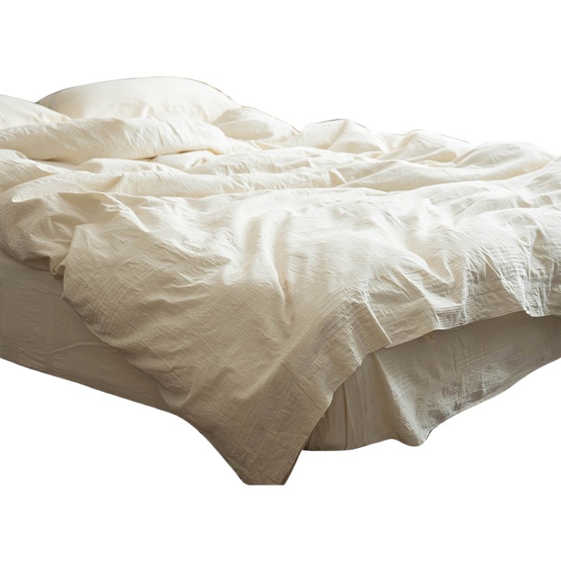 Class A Japanese-style cotton unprinted bedding washed cotton cotton four-piece set of good white hotel bed sheets