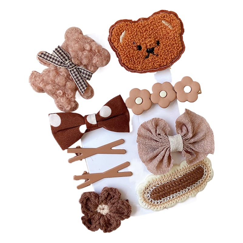 Autumn and Winter Plush Hairpin Bear Hair Accessories Kidsren's Wool Flower Does Not Hurt Hair All-Inclusive Cute Bow Hairpin Headdress