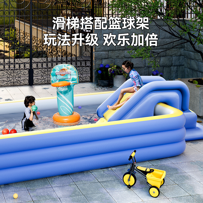 Picture of Inflatable Slide Can Be Used with Swimming Pool Anti-Rollover Children's Inflatable Toy Indoor and Outdoor Amusement Park