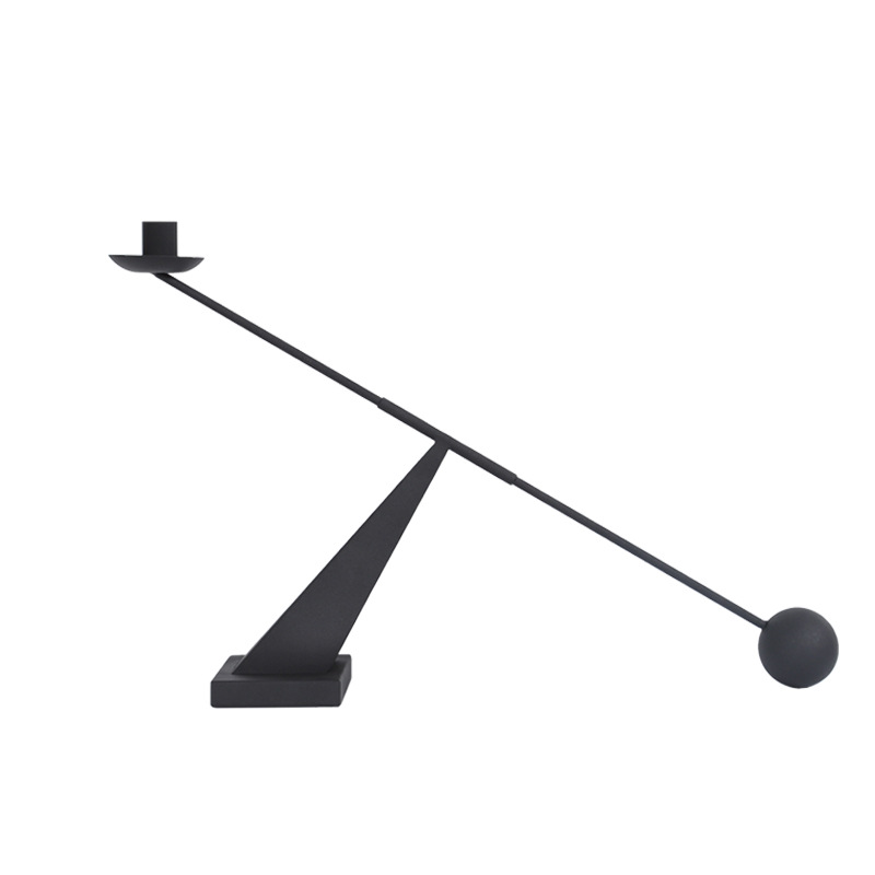 Modern Minimalist-Quiet Black Candlestick Creative Simple Personality Geometric Line Restaurant Candlelight Dinner Romantic Candlestick