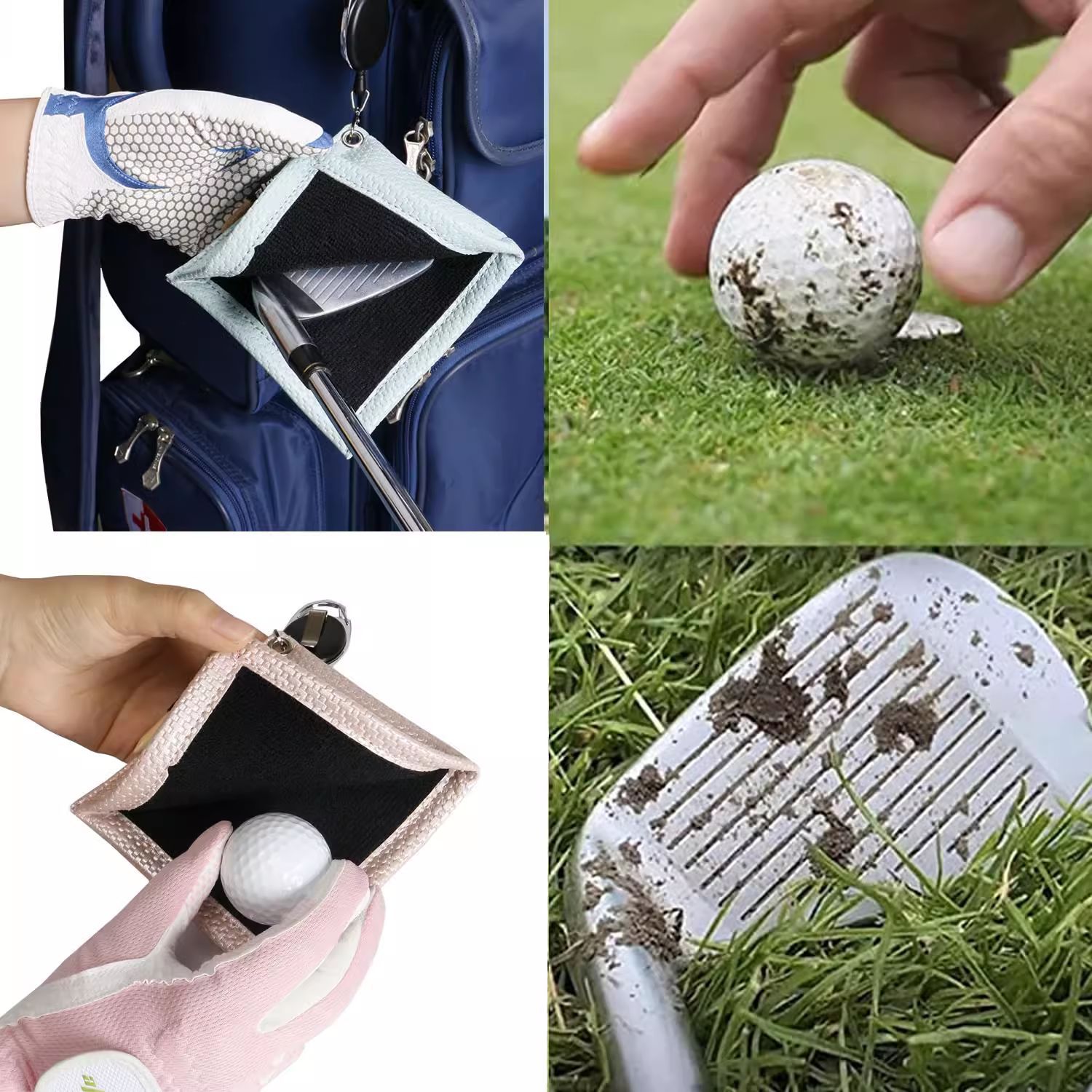 Picture of Cross-Border New Model Manufacturer Wholesale Pu Material Woven Pattern Retractable Rope Golf Ball Towel Golf Ball Cleaning Cloth