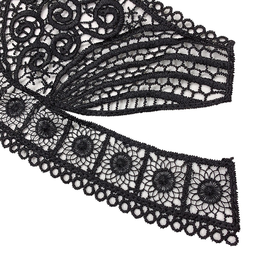 Large Thin-line Polyester Black Garment Accessories Lace Embroidery Lace Machine Embroidered Clothes Flower Water-soluble Collar Flower