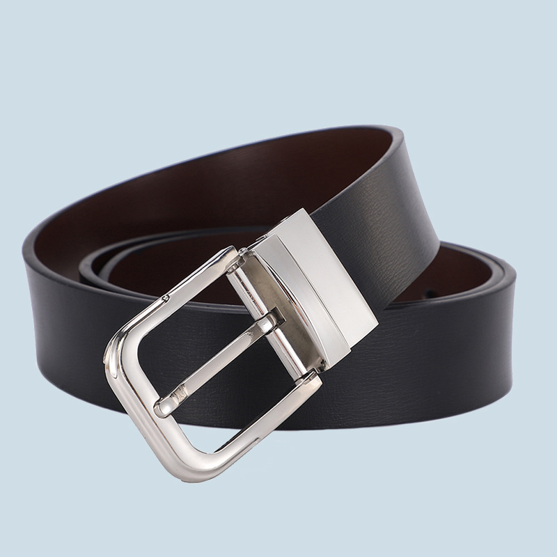 [Directly from the Manufacturer] Men's Classy Alloy Pin Buckle Genuine Leather Belt Two-Layer Cowhide Business Belt