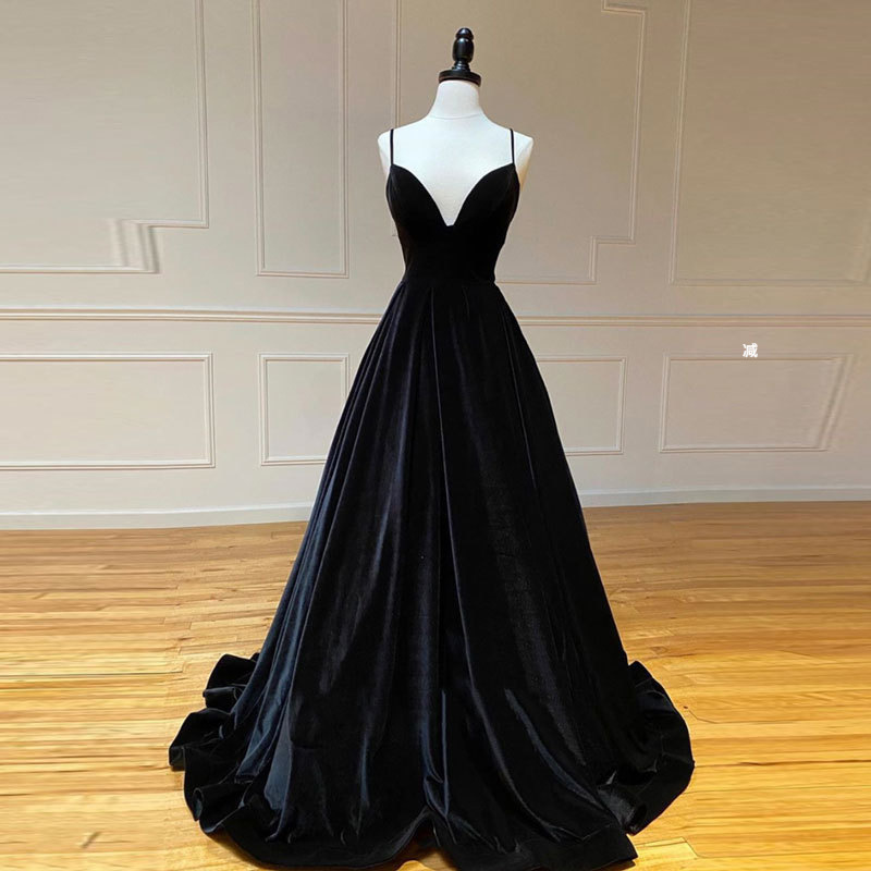 European and American foreign trade Amazon AliExpress wish sexy new long elegant sexy black slim deep V dress