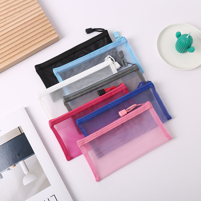 Picture of Mesh Toy Storage Transparent Zipper Bag Nylon Plus Upgrade Encryption Mesh Pencil Bag Student Examination Pencil Bag Makeup Wash