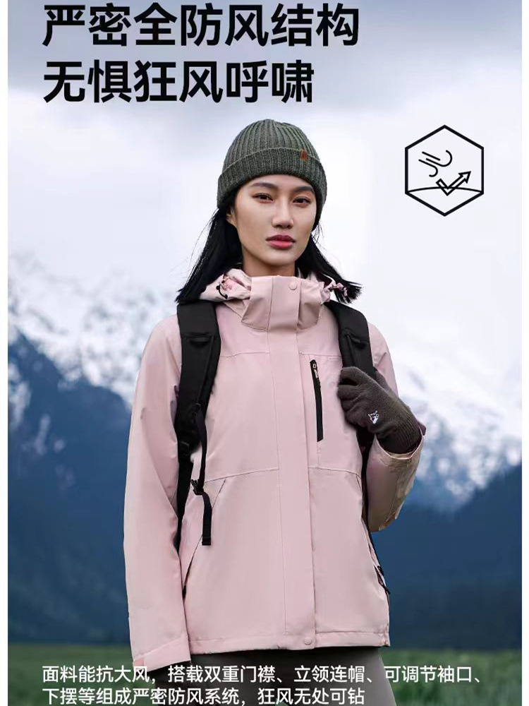 Jacket, Real Jacket for Men and Women, Three-In-One, Same Style, Outdoor Windproof and Waterproof Jacket, Fully Heat-Sealed Mountaineering Jacket