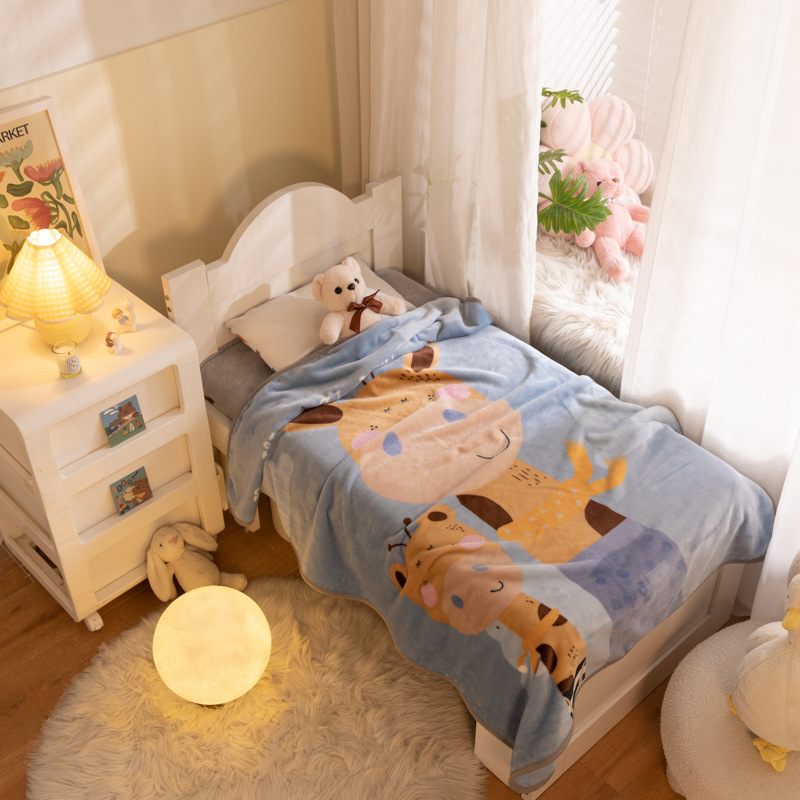 Picture of Children's Blanket Kindergarten Spring and Autumn Baby Coral Fleece Blanket Spring and Summer Single Layer Thin Blanket Office Nap