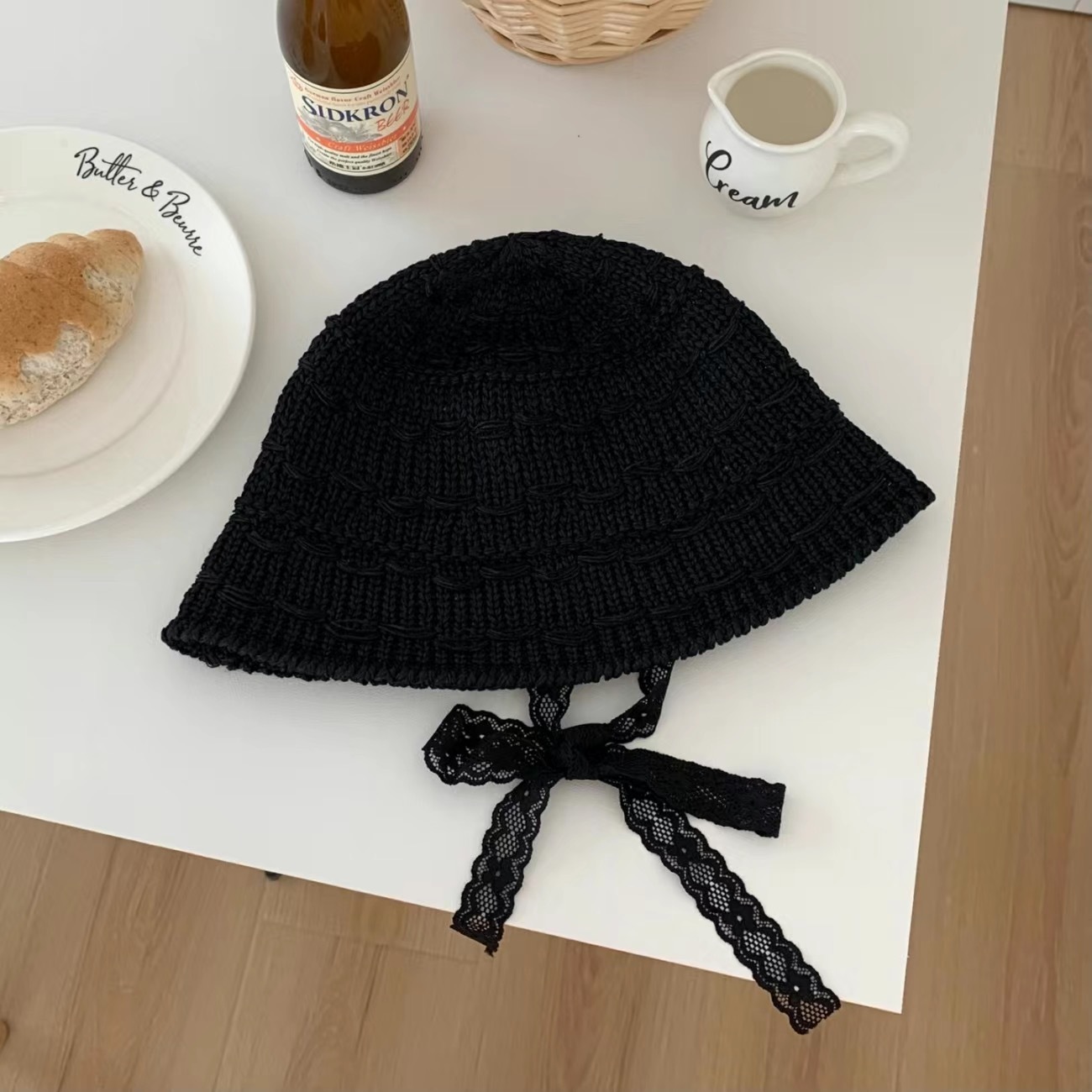 Picture of Fisherman Hat Women's Spring and Summer New Arrival Women's Lace Fashionable Japanese Bucket Hat Simple Sunscreen Hat Showface Small Basin Hat