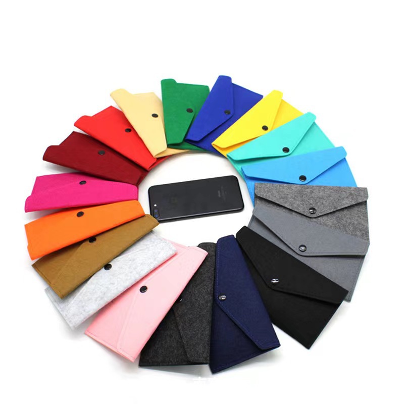 Manufacturers produce felt mobile phone case packaging bag envelope hand bag gift coin purse multi-function storage bag