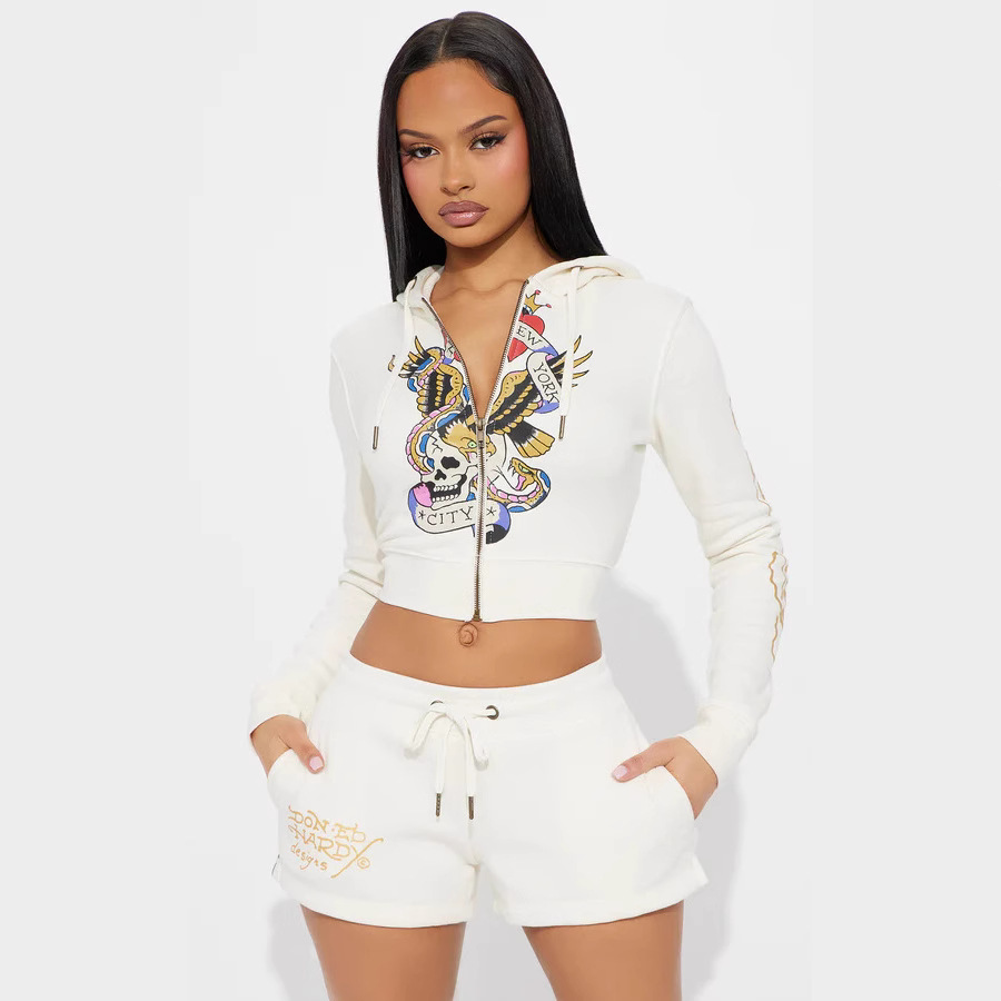 2025 Cross-border European and American Women's Fashion Positioning Printed Shorts Split suit