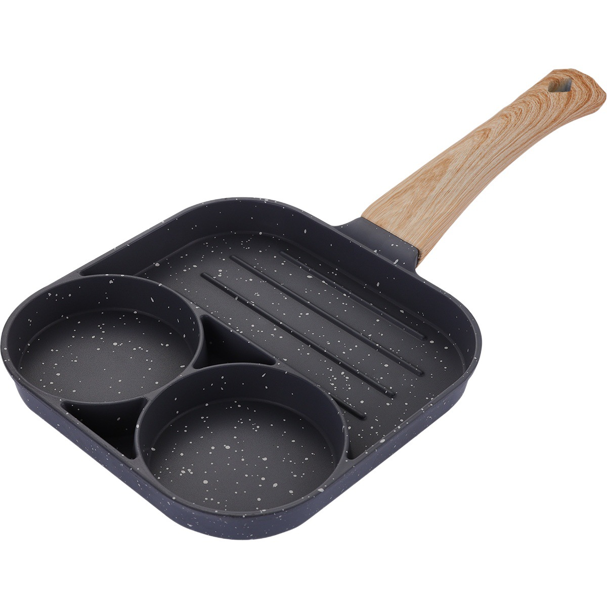 Cross-border New Product Maifan Stone Four-hole Egg Pan Flat Bottom Non-stick Egg Dumpling Pan Breakfast Egg Hamburger Frying Pan Gift Pan