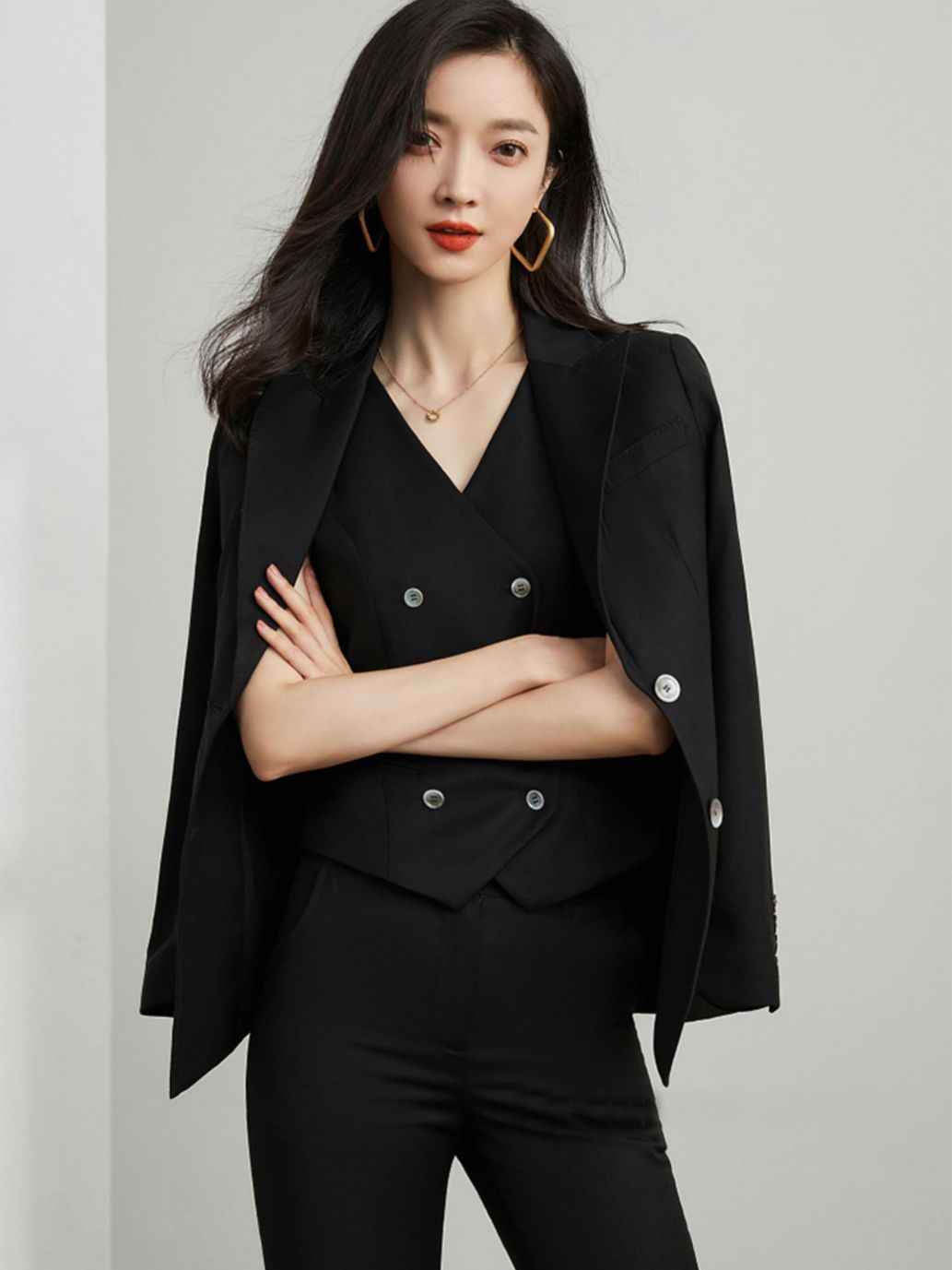 Picture of [Export to Japan] Spring Suit for Women, Wool Professional Suit with Vest and Pants, Elegant Professional Attire