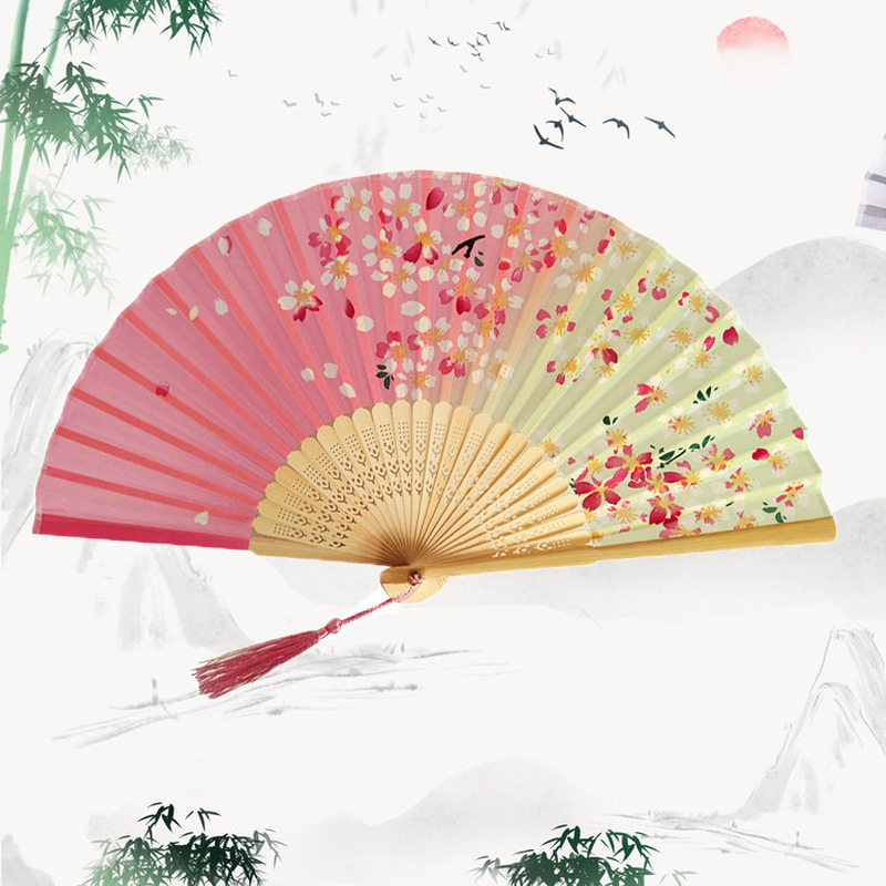 Picture of Folding Fan Bamboo Ancient Fan Student Girl Chinese Style Small Fan Scenic Spot Export Wholesale Retail Gift Decorative Fan