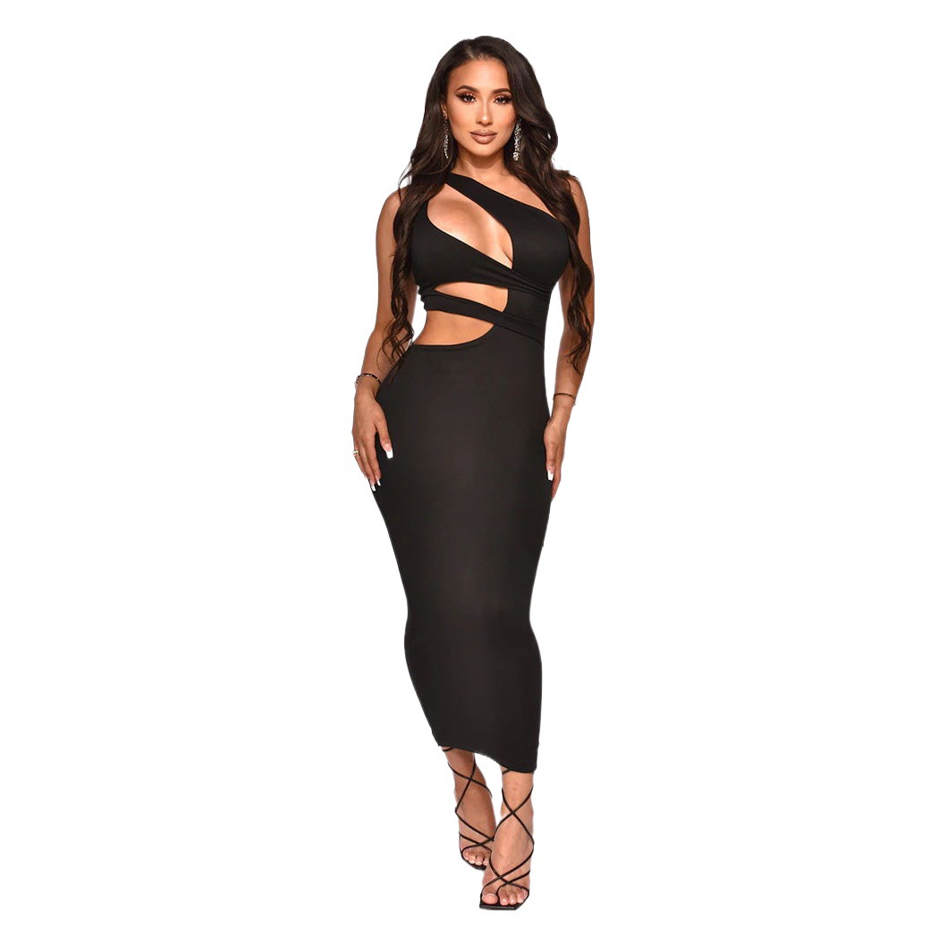K10146 Factory Straight Hair European and American Cross-border Women's Independent Station Explosions Multicolor Optional Slant Shoulder Sleeveless dress Women