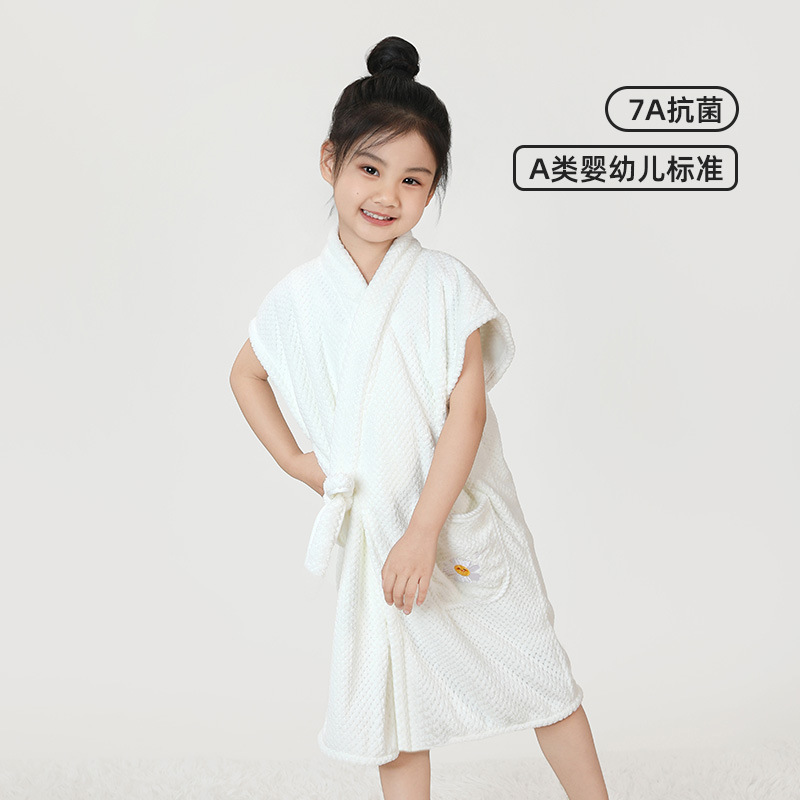 Picture of Drizzle 7a Children Bathrobe Bath Skirt Hooded Bath Towel Bathing Wear Men's and Women's Treasures Summer Kindergarten Swimming Absorbent