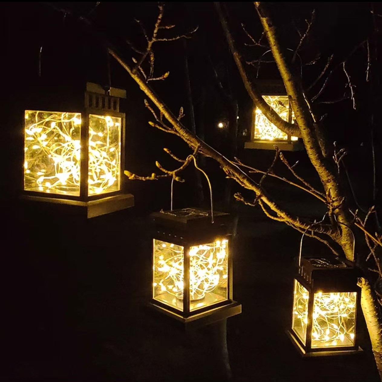Cross-border solar lights, courtyard small palace lights, new star candle lights, villa atmosphere decorations, hanging trees, night lights