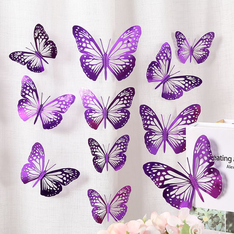 Foreign Trade 3D Stereo Butterfly Wallpaper Cut Out Design Festive Party Decoration Wall Stickers Home Living Room Wall Accessories