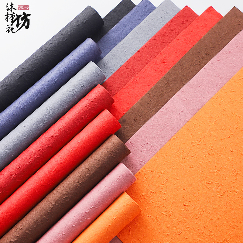 Flower wrapping paper floral wrapping paper thickened retro hand-torn Dongba paper diy material bouquet wrapping paper wholesale