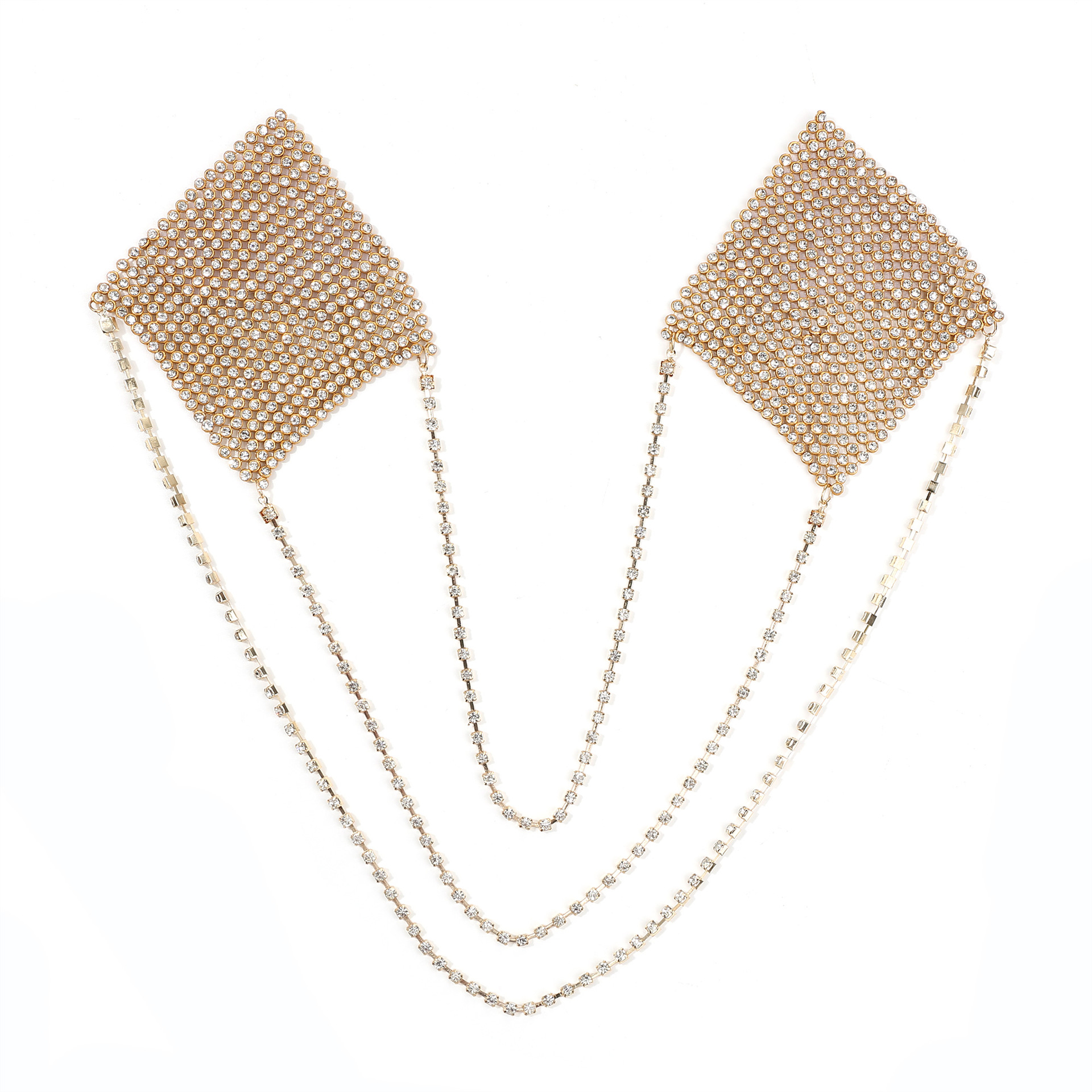 Picture of Chest Chain, High-End Accessories for Women with Big Breasts, Pure Lust Style, Square Flash Diamond Aluminum Chain, Invisible Nipple Patch, Anti-Bulge Breast Ornament Hanging Chain