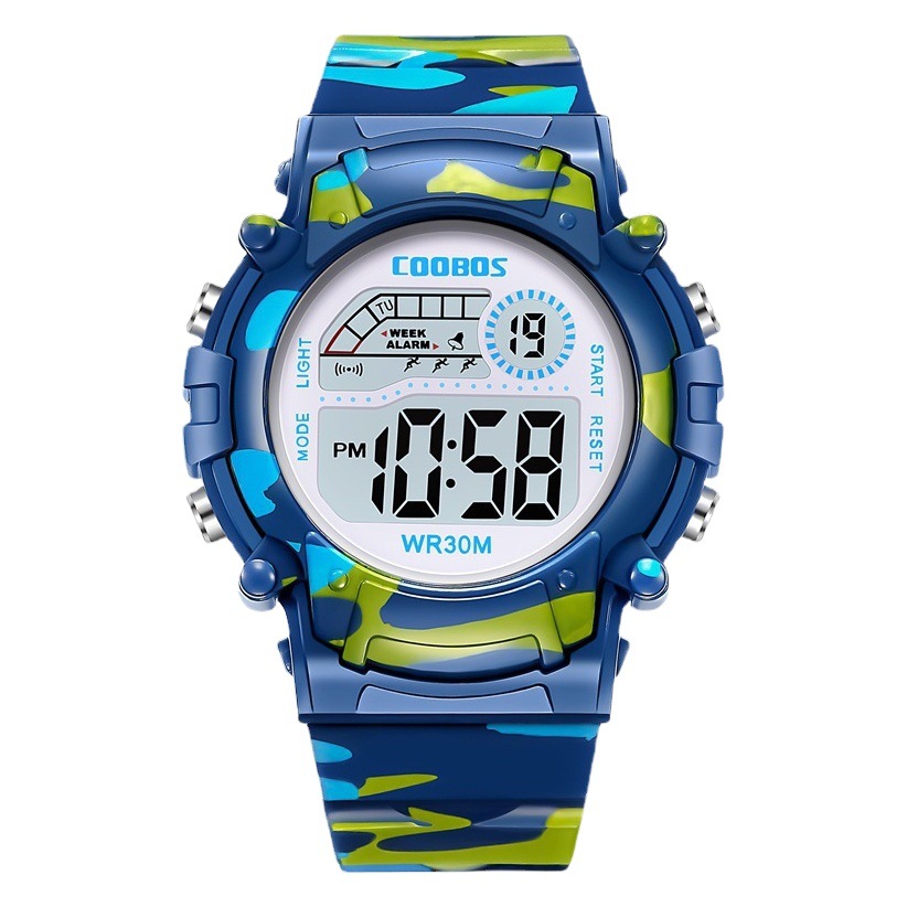 Camouflage children's electronic watch colorful luminous waterproof multi-functional outdoor electronic watch for male and female students wholesale