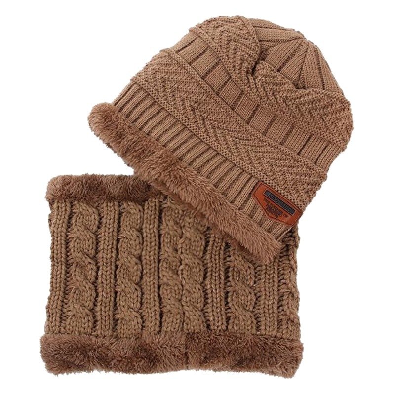 Picture of Korean version of children's wool hat winter boys and girls knitted velvet warm baby hat scarf two-piece wholesale