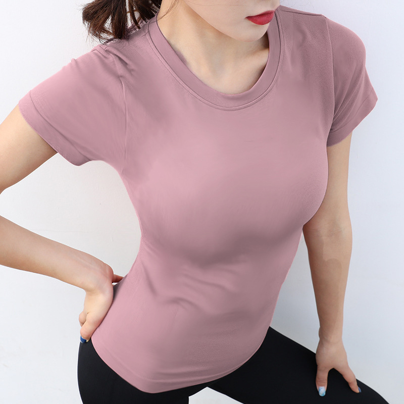 Picture of Spring and Summer New Outdoor Slimming Yoga Tops for Women Long-Sleeved Slim Short Round Neck Quick-Drying Breathable Sports Fitness Clothes