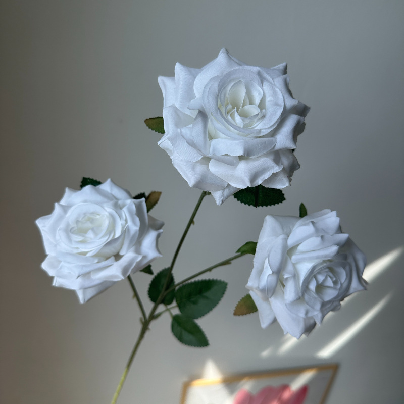 Picture of New 3-Head Diamond Rose Artificial Flower Wedding Hall Decorative Flower Artificial Flower Amazon Export Bouquet Rose Flower