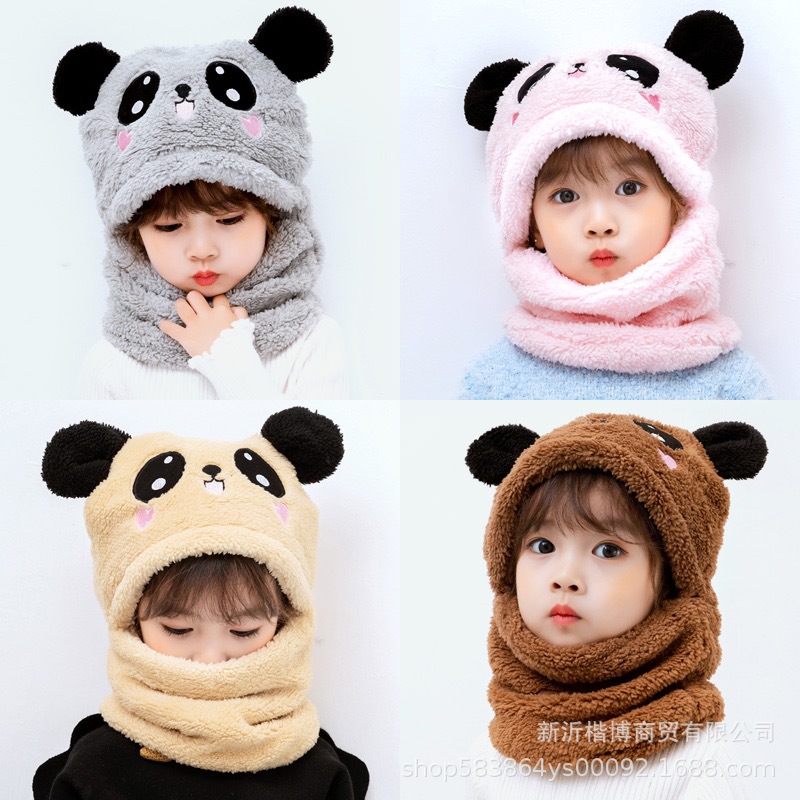 Children's hat wholesale autumn and winter boys and girls ear protection cap scarf one cute baby cap plus Velvet Ear cotton cap