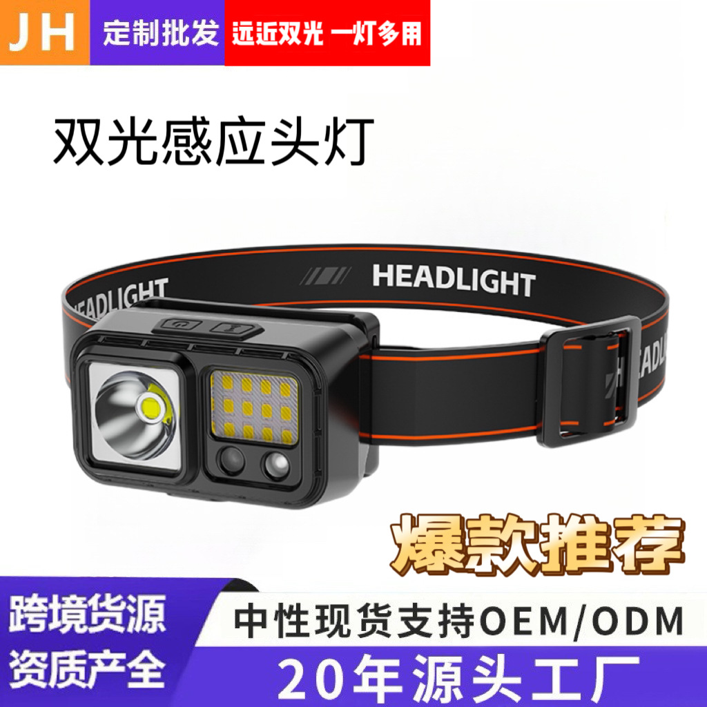 Cross-Border Induction Headlight Strong Light Long-Range Night Fishing Outdoor Charging Multi-Functional Portable Outdoor Head-Mounted Headlight