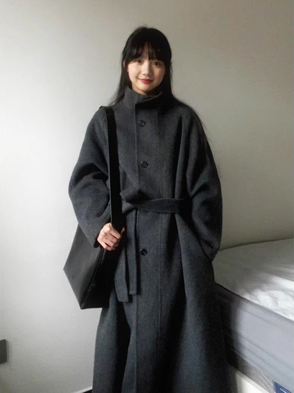 Gray high-end woolen coat women's new woolen jacket for autumn and winter 2025 small Korean mid-length style