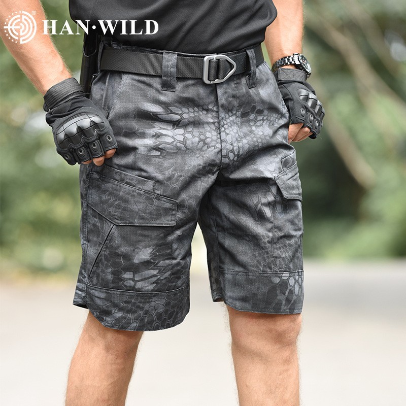 Picture of Hanye outdoor wholesale slim camouflage tactical shorts men's summer outdoor elastic breathable multi-bag working pants
