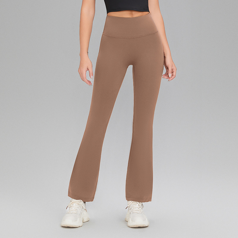 Picture of Lycra High-elastic Naked Shark Pants Hip-lifting High Waist Slimming Wide Leg Sports Fitness Flared Pants Women's Outer Wear Yoga Pants