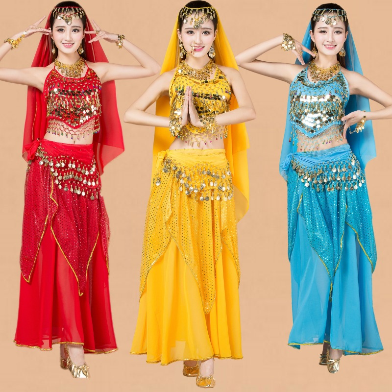 Belly Dance Suit Clothing Bellyband Pepper Highlight Skirt Performance Clothing New Indian Dance Performance Clothing Dance Practice Clothing