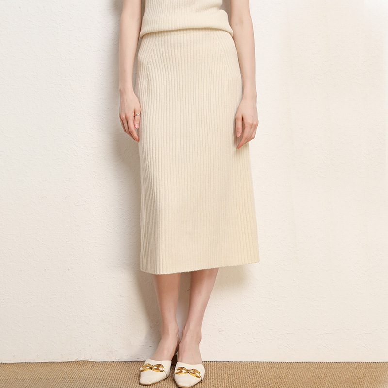 Picture of Skirt women's slimming mid-length plus size woolen skirt split hip skirt one-step skirt high waist long skirt 75cm