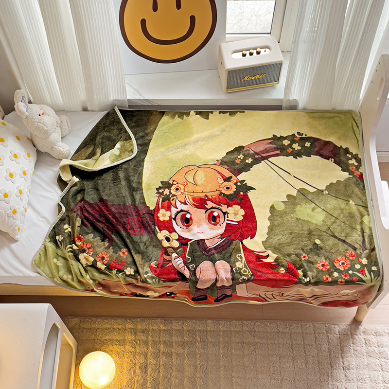 Picture of Children's Blanket Kindergarten Spring and Autumn Baby Coral Fleece Blanket Spring and Summer Single Layer Thin Blanket Office Nap