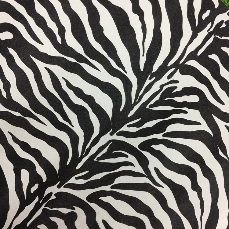 Zebra Pattern Pvc Artificial Leather 0.8 Flannel Cloth Bottom Digital Product Decorative Leather Fabric Manufacturer in Stock