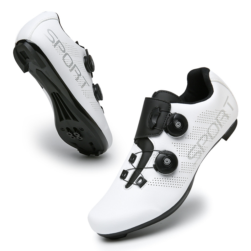 New Style Cycling Shoes with Lock Double Buckle Lock Shoes for Men and Women Road Bike Booster Shoes Hard Sole Mountain Bike Rubber Sole