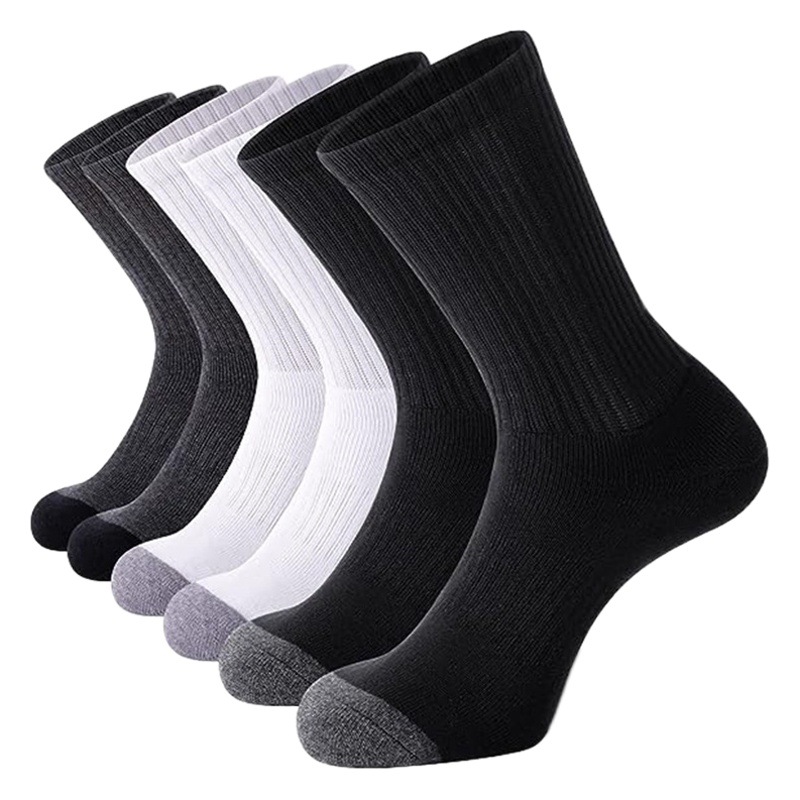 Zhuji Socks Large Size Elastic Mid-Tube Cotton Socks White Basketball Sports Socks Autumn and Winter Men's Long Socks Wholesale